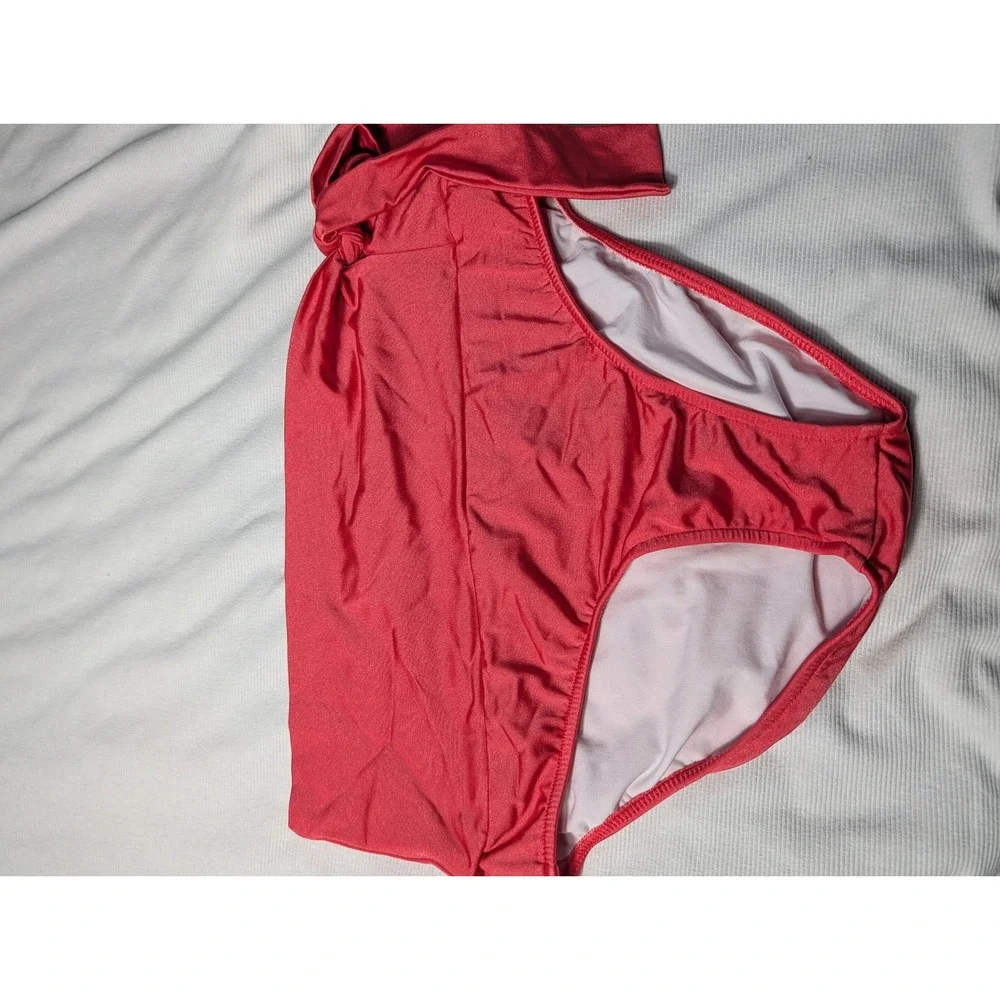 Venus Coral Pink Halter Bikini Set High Waist Side Tie Swimsuit DDD / 16 sku 459